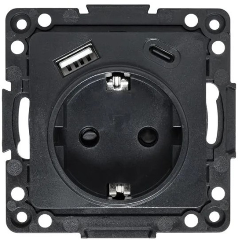 фото Розетка с заземлением с 2 USB Механизм EKF EZR16-2USB-typeA-typeC в Омске