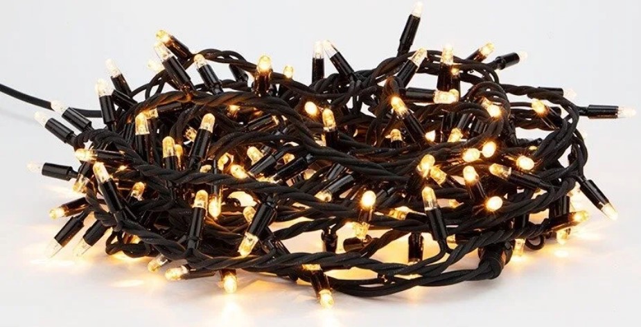 

Гирлянда NEON-NIGHT 315-196 нить 10м (2 модуля x 5м) 200 LED теплый белый черный каучук IP67 эффект мерцания 230В соединяется нужен блок 315-000, 315-196