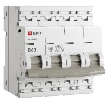 

Автоматический выключатель EKF M636463B 4P 63А (B) 6кА ВА 47-63N PROxima, M636463B