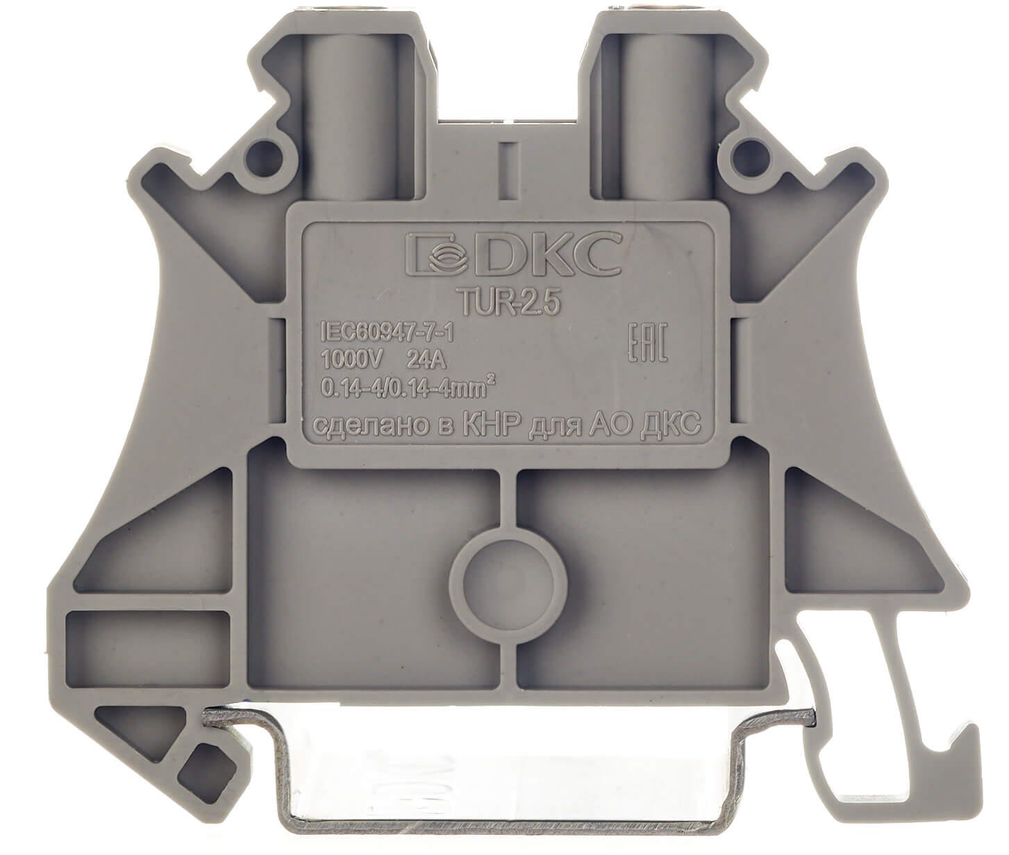 

Клемма проходная DKC TUR-2.5 винтовой зажим, 2 точки подключения, 2.5 кв.мм, серая, "Nuputuk", TUR-2.5