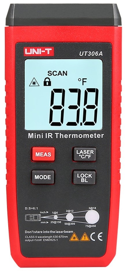 

Пирометр UNI-T UT306A портативный, бесконтактный, 20C~550C, UT306A