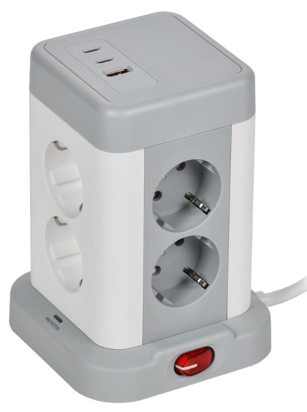 

Удлинитель IEK DN-YP30-16-08-01-ZKU-K41 DOMINIC У08K 8 мест 2P+PE 1,5м 3х1,0мм2 16А/250В USB A+C 20Вт серый, DN-YP30-16-08-01-ZKU-K41