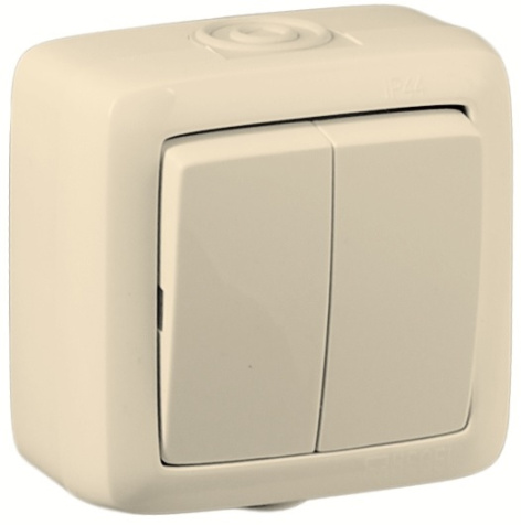 Изображение товара Двухклавишный выключатель HEGEL ВА10-251-01 для бытовых и офисных помещений