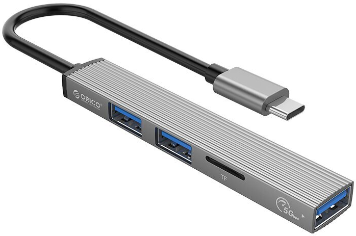 

Концентратор Orico AH-12F-GY-BP Type-C, на 1xUSB-A 3.0, 2xUSB-A 2.0, 1xTF портов, AH-12F, серый, AH-12F-GY-BP