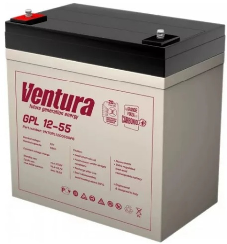 Изображение товара Батарея Ventura GPL 12-55 12 В 58 Ач болт для ИБП, систем связи, лодок и солнечных батарей