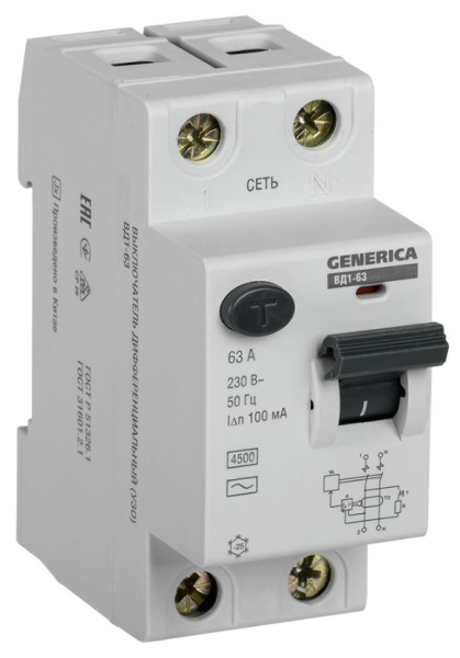 Изображение товара УЗО GENERICA MDV15-2-063-100