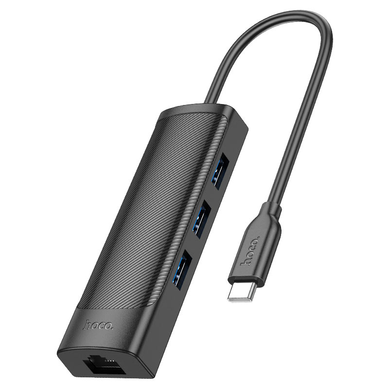 Разветвитель Hoco HB42 USB-C Type-C 3порт. Черный (2002508)