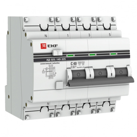 Изображение товара Дифференциальный автомат EKF DA32-40-300S-4P-pro серии PROxima