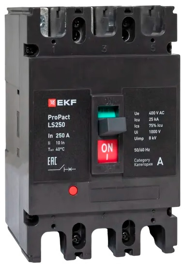 Изображение товара Автоматический выключатель EKF mccb-250-25-3-250-ls 3 полюса серия ProPact 250 А литой корпус