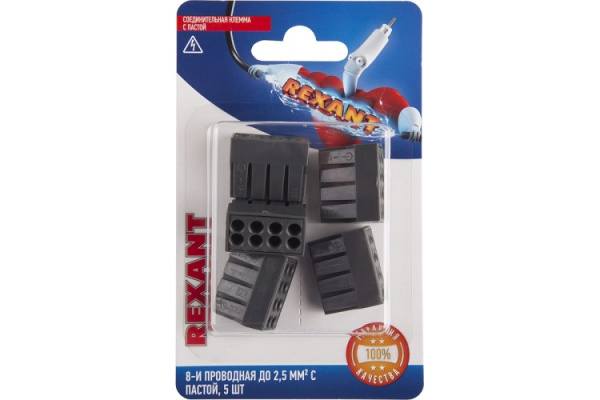 Изображение товара Клемма Rexant 06-0209-B5 соединительная 8-проводная для алюминиевых и медных проводов