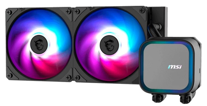 

Система охлаждения жидкостная MSI MAG CORELIQUID A13 240 306-7ZWCA11-L80 LGA115x/1200/1700/1851/AM4/AM5 (2*120mm, 500-2000rpm, 62.6CFM), MAG CORELIQUID A13 240