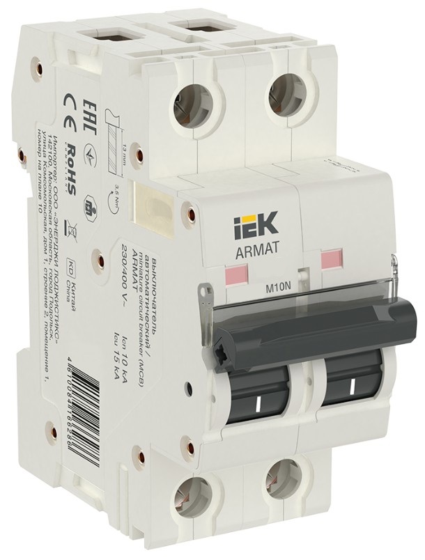 

Автоматический выключатель IEK AR-M10N-2-C001 ARMAT M10N 2P C 1А, AR-M10N-2-C001