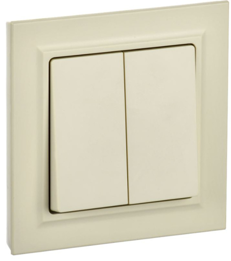 Изображение товара Выключатель двухклавишный IEK BR-V20-0-10-K10-F бежевый