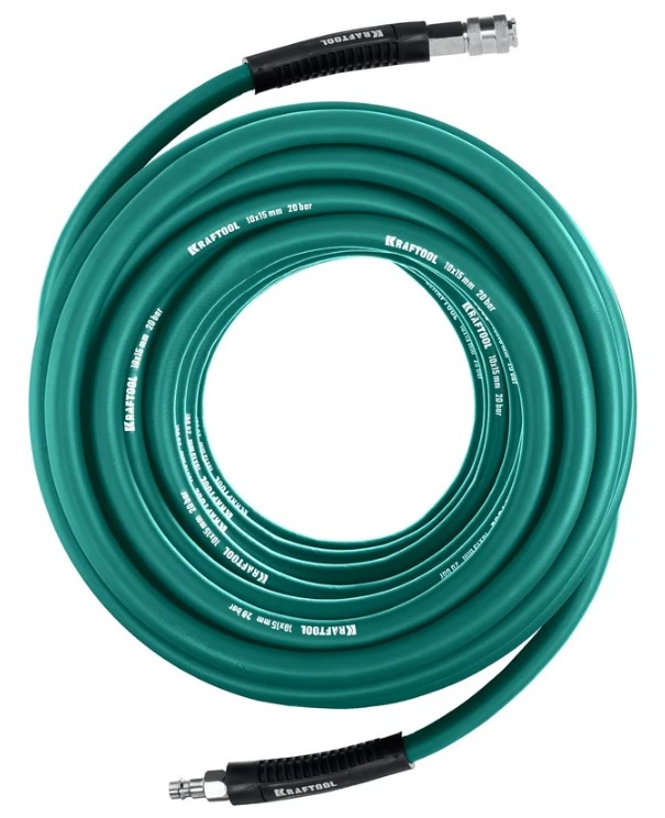 

Шланг Kraftool 06588-20 воздушный с фитингами рапид 20 м, 10x15мм., 20 бар, 06588-20