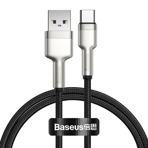 

Кабель интерфейсный Baseus CAKF000101 USB to Type-C 66W 1m, цинковый сплав + нейлоновая оплётка, black, CAKF000101