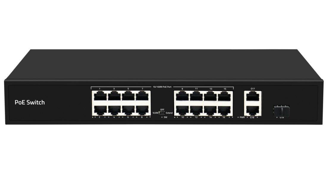 

Коммутатор PoE GIGALINK GL-SW-F005-16P 16 PoE (802.3af) порта 10/100Мбит/с до 250 метров cat.6, 2 * 10/100/1000BaseT + 1 SFP 1000Мбит/с, 300Вт, GL-SW-F005-16P