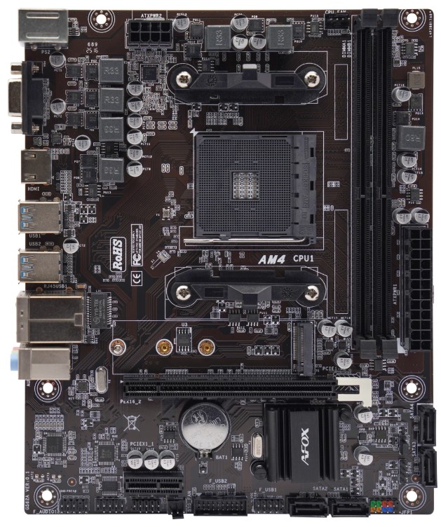

Материнская плата mATX Afox A520D4-MA2-V2 (AM4, AMD A520, 2*DDR4, PCIe, 4*SATA, M.2, 4*USB 3.0, 2*USB 2.0, HDMI, VGA), A520D4-MA2-V2
