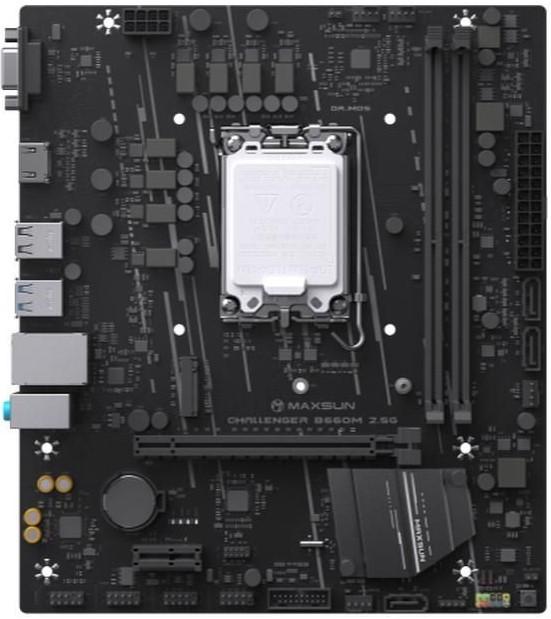 

Материнская плата mATX MAXSUN MS-Challenger B660M 2.5G 6940709660492 (LGA1700, B660, 2*DDR4, PCIe, M.2, 4*USB 3.2, 6*USB 2.0, 3*SATA, VGA, HDMI), MS-Challenger B660M 2.5G