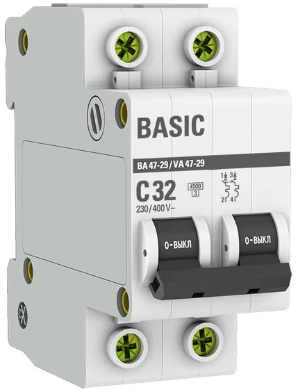 Изображение товара Автоматический выключатель EKF mcb4729-2-32C 32А IP20 модульный для защиты цепей