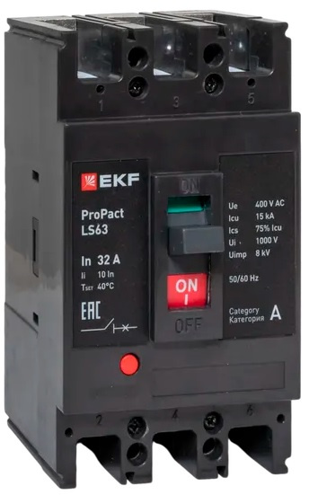 Изображение товара Автоматический выключатель EKF MCCB-63-15-3-32-LS литой корпус 63 А