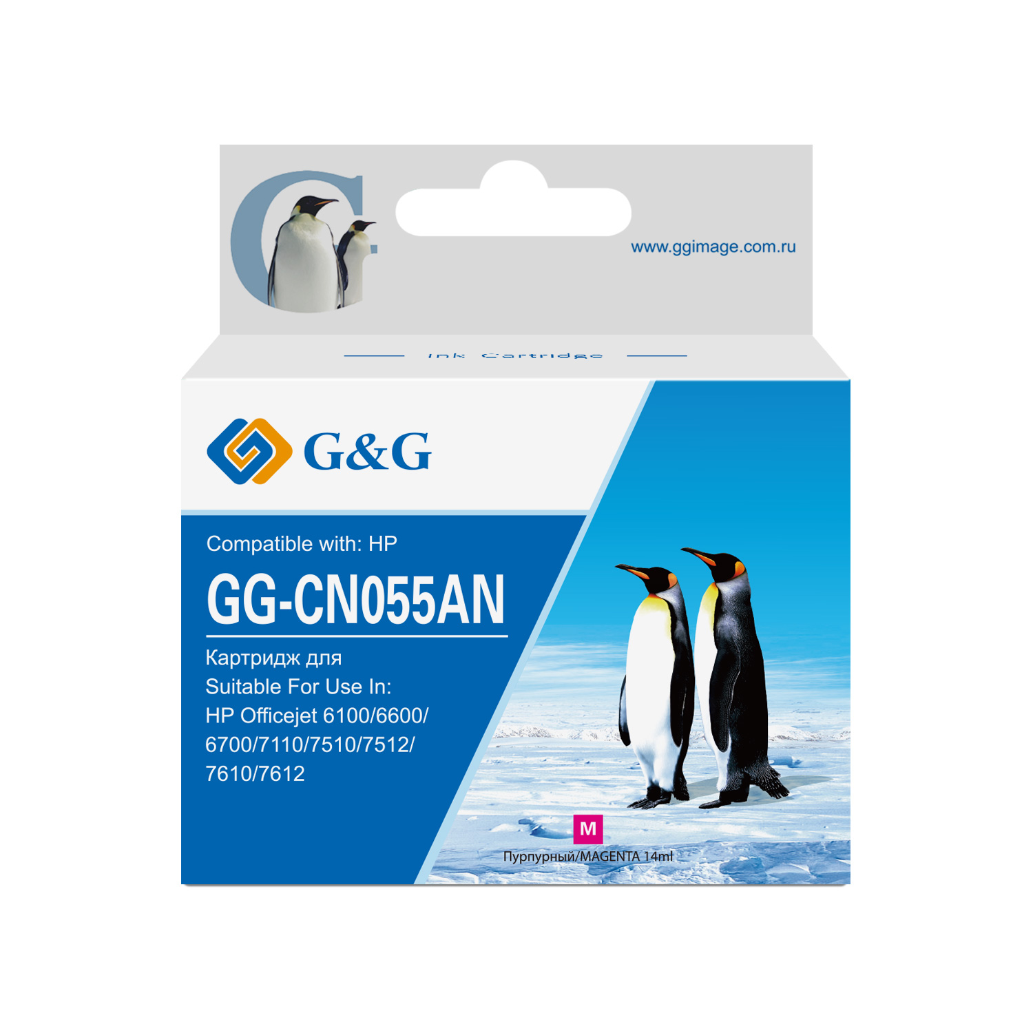 

Картридж G&G GG-CN055AN пурпурный (14мл) для HP Officejet 6100/6600/6700/7110/7510, GG-CN055AN