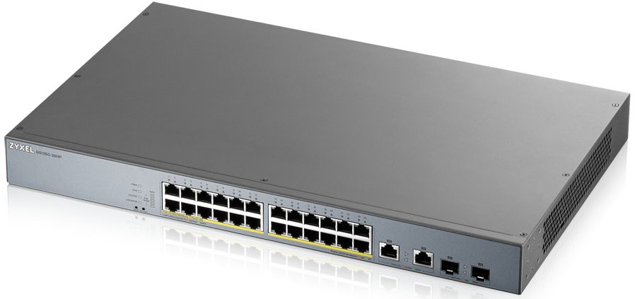 

Коммутатор PoE ZYXEL GS1350-26HP для IP-видеокамер, 24xGE PoE+, 2xCombo (SFP/RJ-45), бюджет PoE 375 Вт, дальность передачи питания до 250 м, GS1350-26HP