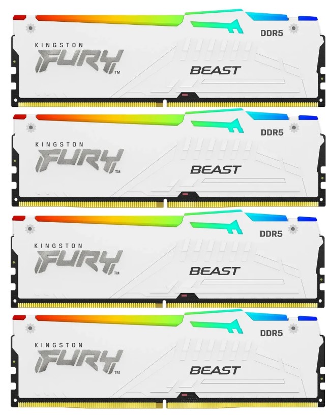 

Модуль памяти DDR5 64GB (4*16GB) Kingston FURY KF552C40BWAK4-64 Beast White RGB XMP PC5-41600 5200MHz 1RX8 CL40 1.25V 288-pin 16Gbit heatsink, KF552C40BWAK4-64