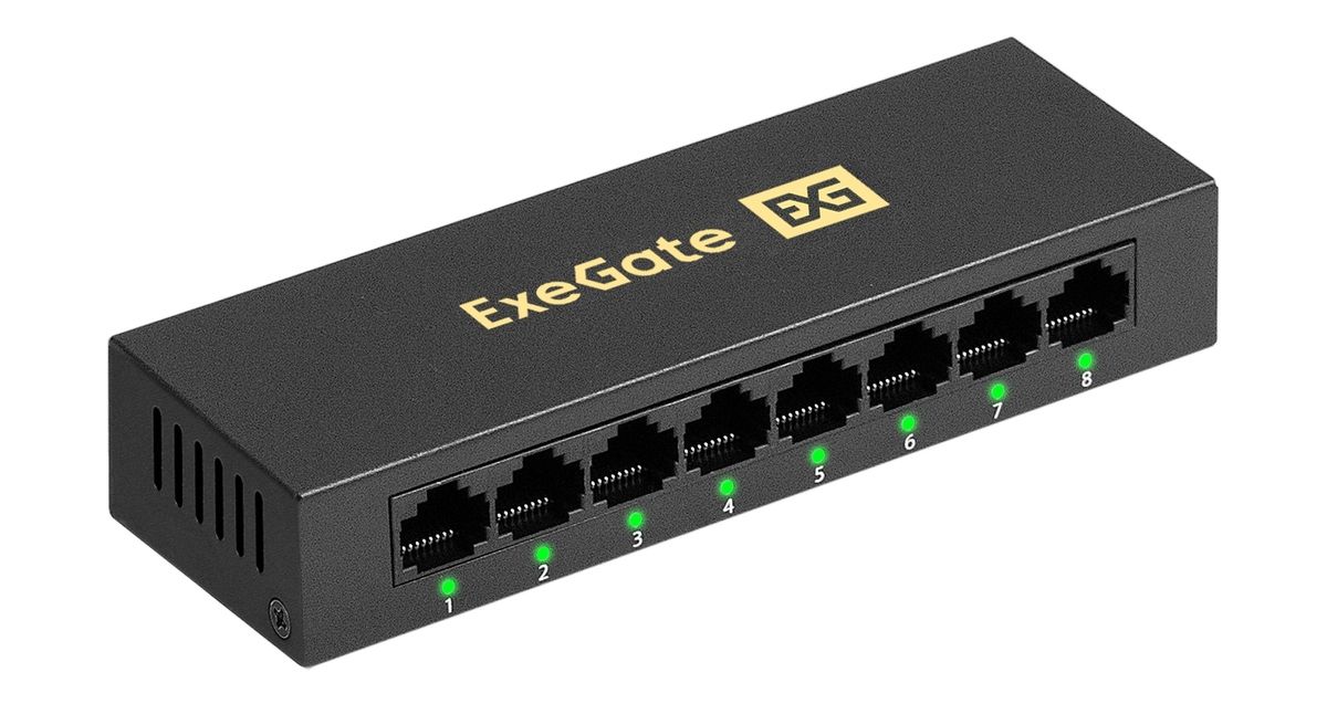 

Коммутатор неуправляемый Exegate EDES-1008D EX298690RUS 8-портовый UTP 10/100Mbps, EDES-1008D