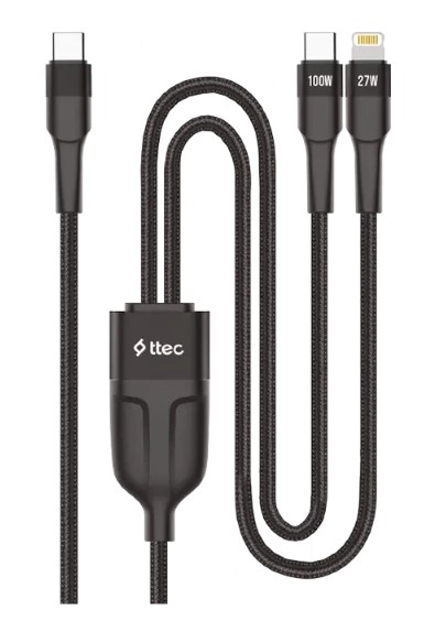 

Кабель TTEC 2DK56S AlumiCable Duo USB-C To USB-C&Lightning Fast Charge 100W Cable. Длина: 150см. Цвет: черный, 2DK56S