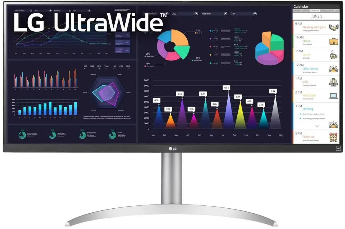 

Монитор 34" LG 34WQ650-W 2560x1080, IPS, 5ms GtG, 21:9, 400 cd/m2, 1000:1, 100Hz, 178°/178°, tilt, HAS, HDMI, DP, USB Type-C, black/silver, 34WQ650-W