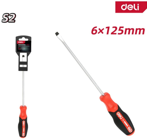 Изображение товара Шлицевая отвертка Deli DL3448 SL6x125м с прорезиненной рукоятью