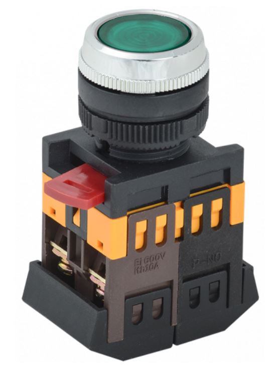 

Кнопка IEK BBT30-ABLFS-K06 зеленая ABLFS-22 1з+1р плоская с подсветкой неон 240В, BBT30-ABLFS-K06