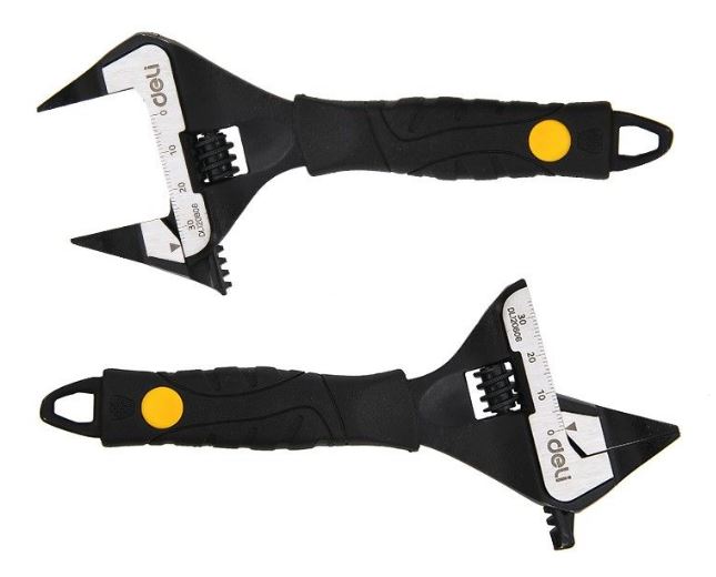 

Ключ разводной Deli DL120606 с ультратонкими губками и увеличенным зевом 150мм, диапазон захвата 0-34мм, DL120606