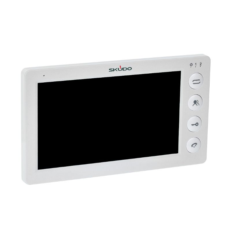 Видеодомофон Skudo SK-M07AM с экраном 7", IPS дисплей разрешением 1024*600. Поддержка форматов AHD/TVI/CVI (720P/1080P), CVBS (960H), PAL/NTSC. Механи