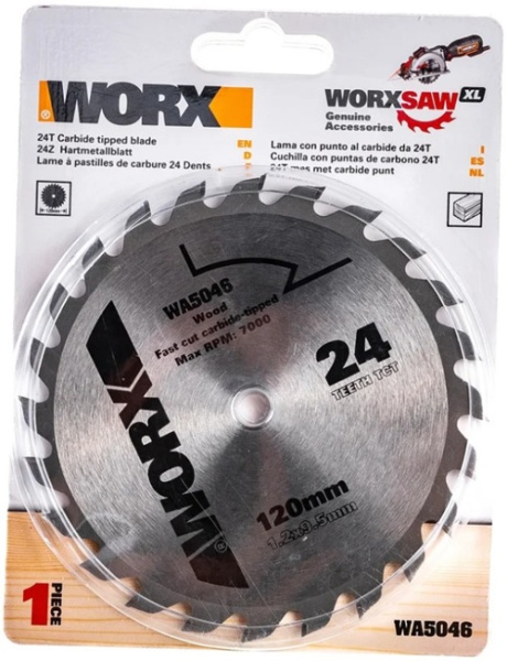 Изображение товара Диск пильный Worx WA5046 120 мм для дерева, твердосплавный