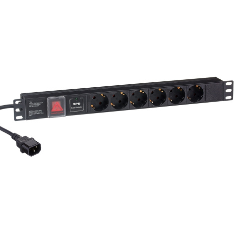 Изображение товара Блок розеток Exegate ServerPro PDU-19H609 Al-6S-C14-2CU-SPD1 6 розеток Schuko для шкафов