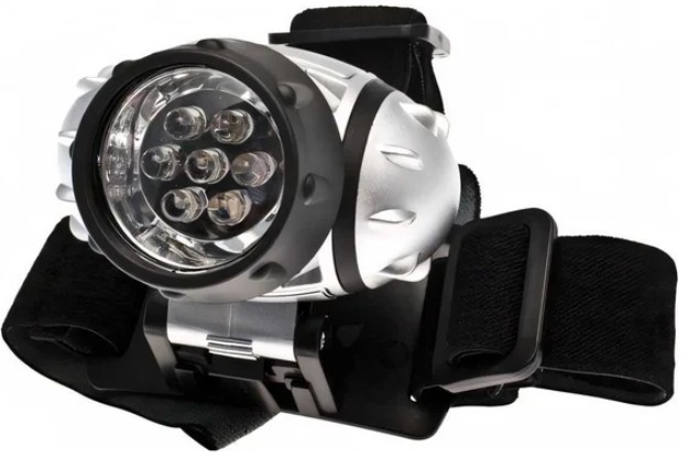 

Фонарь налобный Космос KOC-H7-LED 7*LED 3*AAA(R03), батарейки в комплекте, KOC-H7-LED