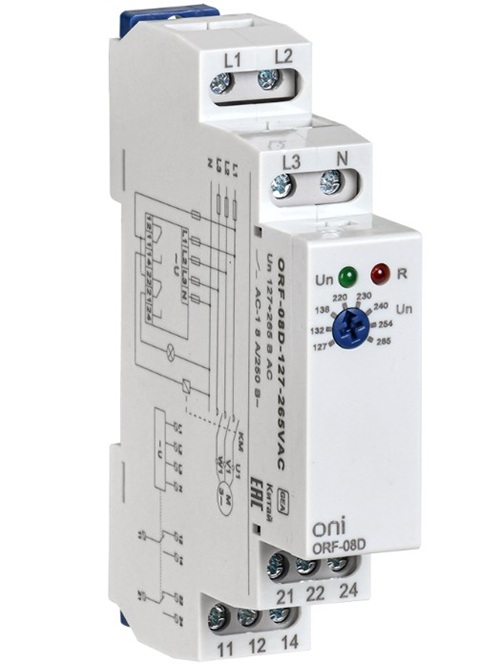 

Реле контроля фаз ONI ORF-08D-127-265VAC ORF-08D 3 фазы 2 контакта 127-265В AC с контролем нейтрали, ORF-08D-127-265VAC