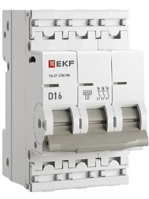 Изображение товара Автоматический выключатель EKF M63MA6316D для защиты цепей 16 А 3П IP20