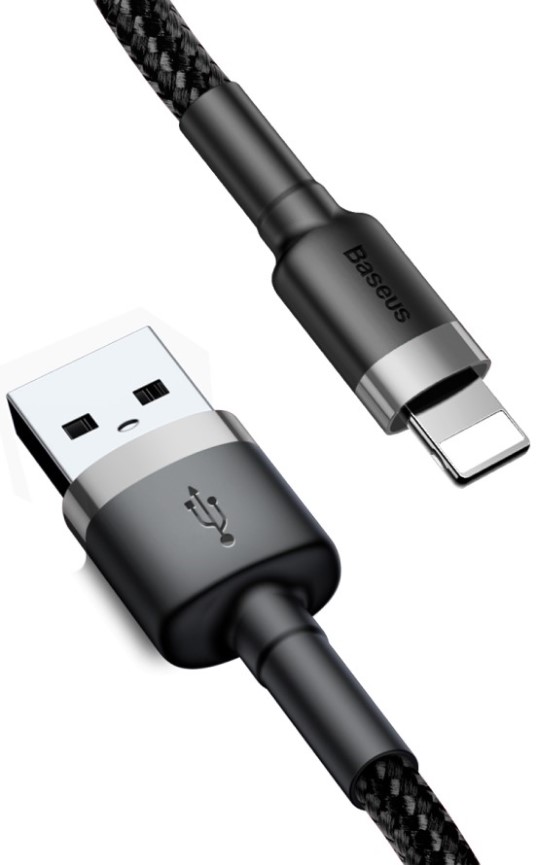

Кабель Baseus Cafule CALKLF-AG1 USB For iP 2.4A 0.5m Gray+Black, Cafule