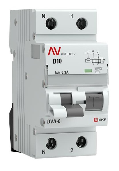 

Автомат дифференциальный EKF rcbo6-1pn-10D-300-ac-av DVA-6 1P+N 10А (D) 300мА (AC) 6кА AVERES, rcbo6-1pn-10D-300-ac-av