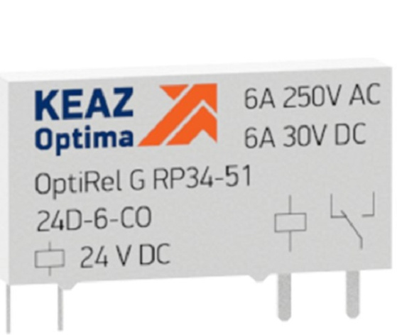 Изображение товара RP34 - ультратонкое реле 6 мм, DIN-рейка, 6 А