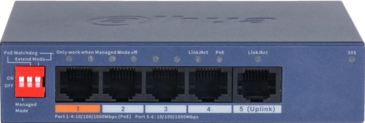 

Коммутатор PoE Dahua DH-CS4005-4GT-60 4-портовый гигабитный с функцией облачного управления 4*RJ45 10/100/1000Мбит/с (PoE/PoE+/Hi-PoE), RJ45 10/100/10, DH-CS4005-4GT-60