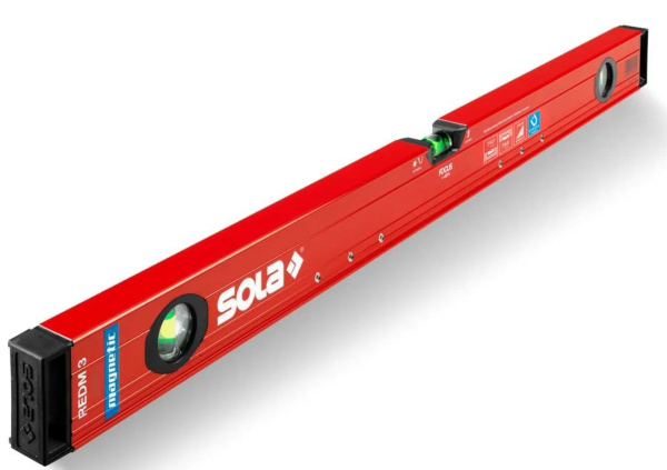 Изображение товара Магнитный пузырьковый уровень SOLA 01813101 с магнитами 3 глазка 59x800x27 мм