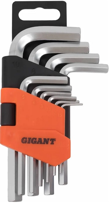 

Набор ключей Gigant GKSH-10 шестигранных коротких 10 шт, GKSH-10