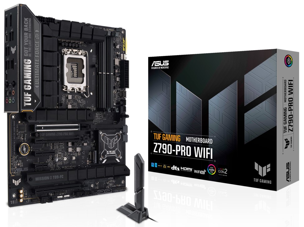 

Материнская плата ATX ASUS TUF GAMING Z790-PRO WIFI (LGA1700, Z790, 4*DDR5 (7800), 4*SATA 6G RAID, 4*M.2, 5*PCIE, 2.5Glan, WiFi, BT, HDMI, DP, 2*USB T, TUF GAMING Z790-PRO WIFI