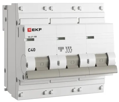 

Автоматический выключатель EKF mcb47100-3-40C-pro 3P 40А (C) 10kA ВА 47-100 PROxima, mcb47100-3-40C-pro