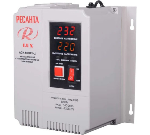 Изображение товара Стабилизатор напряжения Ресанта АСН-500Н/1-Ц LUX для дома и офиса