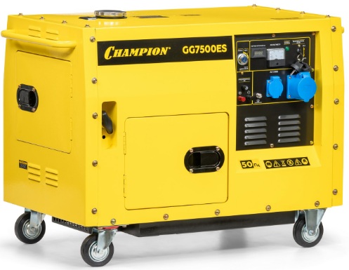 

Генератор бензиновый CHAMPION GG7500ES (5,5/6кВт OHV420 16лс 15л 2,5л/ч 12V эл.старт колеса шумозащита), GG7500ES