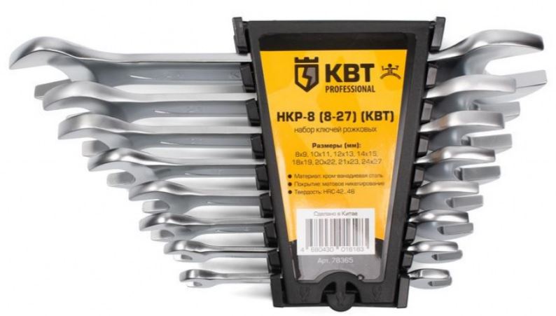 

Набор гаечных ключей КВТ 78365 рожковых НКР-8 (8-27) серия KBT-PROFESSIONAL, 78365